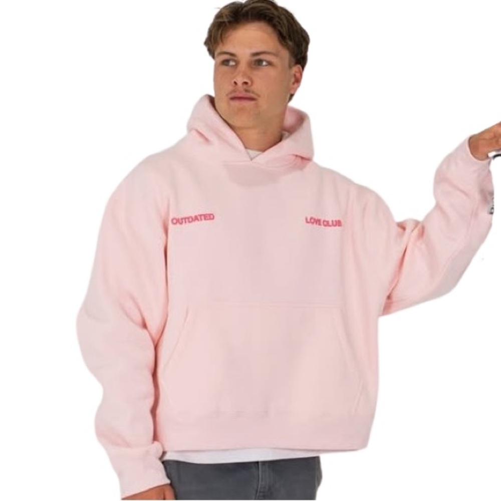 NWT Outdated Love Club Oversized Cropped Hoodie - PINK LOVE CLUB